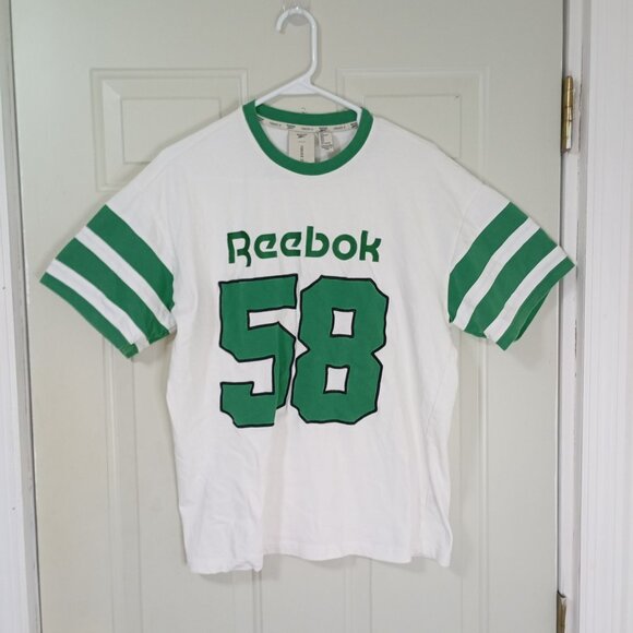 Reebok X Forever 21 Mens Sports Tee With 58 Graphic White & Green Size M - Picture 2 of 6